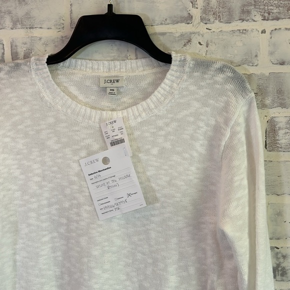 J.Crew Women’s XS Crewneck Beach Sweater White Long Sleeve Lightweight NWT READ - Picture 4 of 10